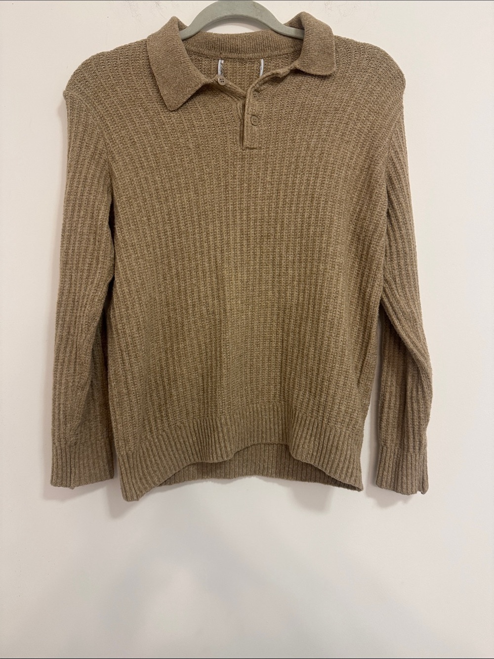 Old Navy Kids Ribbed Polo Sweater in Beige